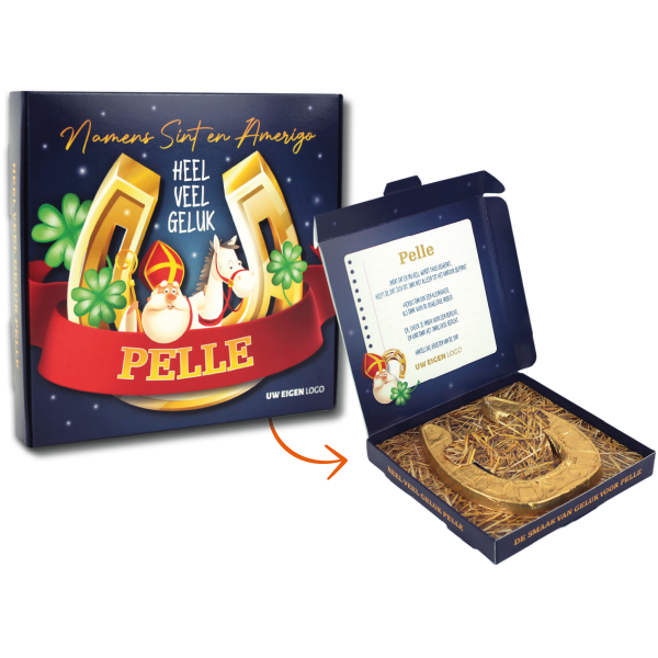 Gelukbox met gouden hoefijzer Gelukbox met gouden hoefijzer